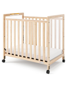 Cuna Compacta Foundations de Madera con Colchón y Ruedas