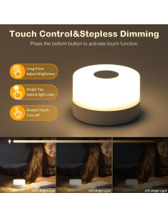 Luz Nocturna Táctil JUSHENG para Bebés, LED Recargable 3 Colores 2