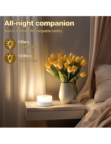 Luz Nocturna Táctil JUSHENG para Bebés, LED Recargable 3 Colores