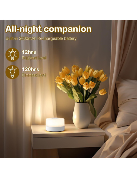 Luz Nocturna Táctil JUSHENG para Bebés, LED Recargable 3 Colores