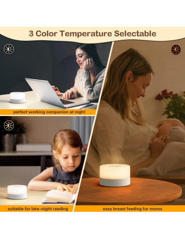 Luz Nocturna Táctil JUSHENG para Bebés, LED Recargable 3 Colores