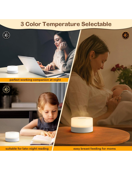 Luz Nocturna Táctil JUSHENG para Bebés, LED Recargable 3 Colores