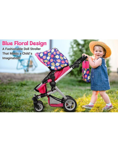 Cochecito Plegable Fash N Kolor para Muñeca Floral 2 en 1