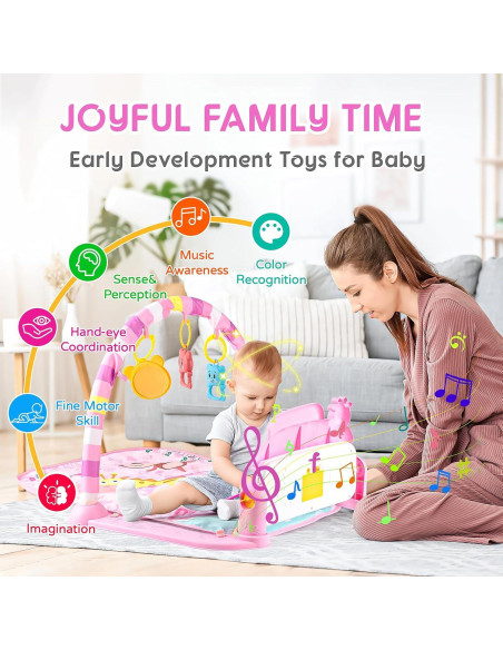 Alfombra de Juego para Bebés Rosa-21 con Piano y 5 Juguetes Alfombra de Juego para Bebés Rosa-21 con Piano y 5 Juguetes