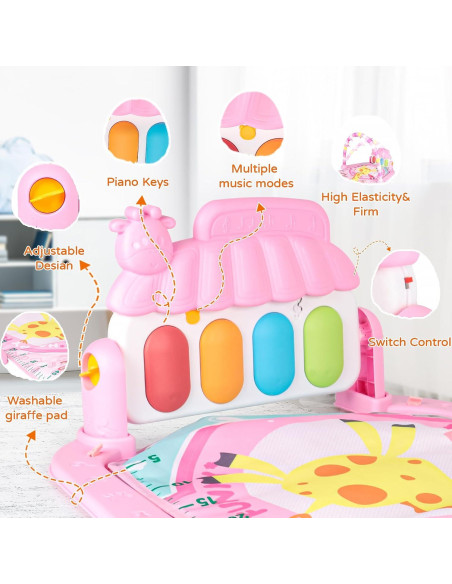 Alfombra de Juego para Bebés Rosa-21 con Piano y 5 Juguetes Alfombra de Juego para Bebés Rosa-21 con Piano y 5 Juguetes