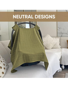 Funda para Asiento de Coche Bebé MOZAH - Algodón Orgánico Verde Oliva 2