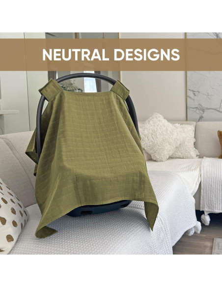 Funda para Asiento de Coche Bebé MOZAH - Algodón Orgánico Verde Oliva