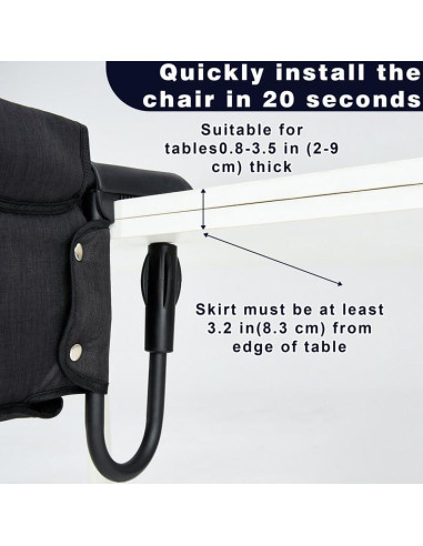 Silla Alta Portátil para Bebés 6-36 Meses con Bandeja y Gancho