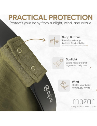 Funda para Asiento de Coche Bebé MOZAH - Algodón Orgánico Verde Oliva