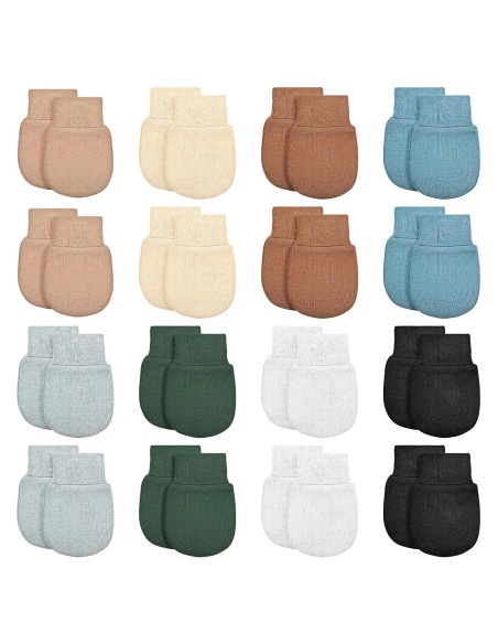 16 Pares de Manoplas de Algodón para Bebés Recién Nacidos