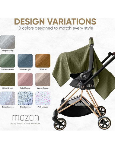 Funda para Asiento de Coche Bebé MOZAH - Algodón Orgánico Verde Oliva