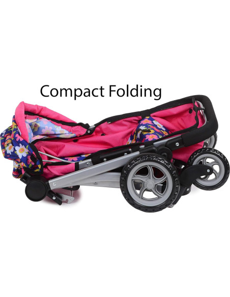 Cochecito Plegable Fash N Kolor para Muñeca Floral 2 en 1