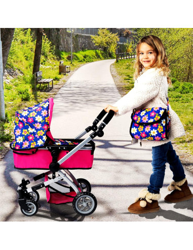 Cochecito Plegable Fash N Kolor para Muñeca Floral 2 en 1