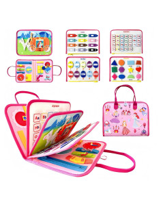 Tablero Ocupado Montessori Rosa para Niños Pequeños - Juguete Educativo