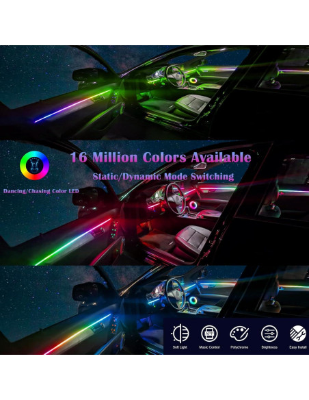 Luz LED de tira UWDESY RGB 18 en 1 para interiores de coche