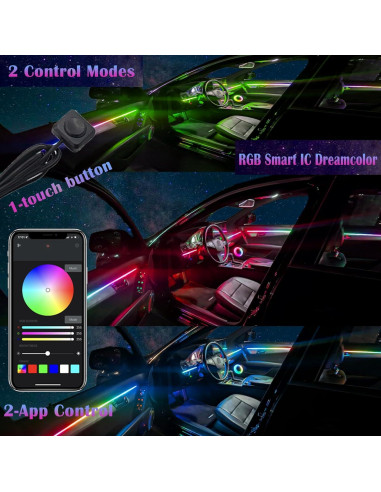 Luz LED de tira UWDESY RGB 18 en 1 para interiores de coche