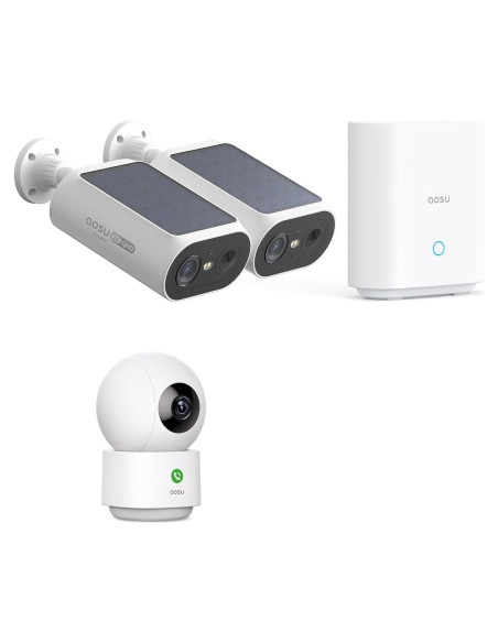 Cámara de Seguridad Solar AOSU 2K Inalámbrica para Exterior
