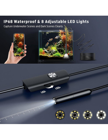 Cámara Endoscópica HD 1920P Medetayi con Luz LED Ajustable 5m