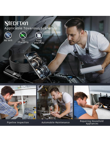 Cámara Endoscópica HD 1920P Medetayi con Luz LED Ajustable 5m