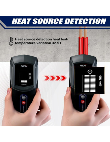 Detector de Pared Multifuncional NDI ND0989 - Detección de Estantes y Calor