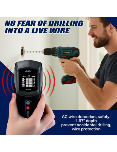 Detector de Pared Multifuncional NDI ND0989 - Detección de Estantes y Calor