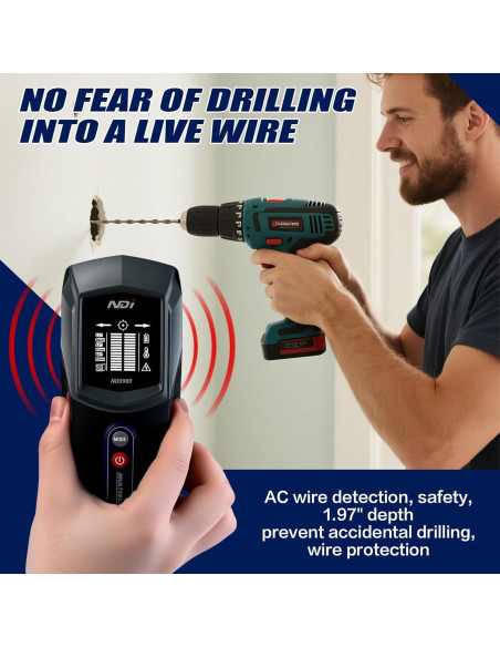 Detector de Pared Multifuncional NDI ND0989 - Detección de Estantes y Calor