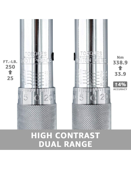 Llave de Torque de Click Amazon Basics 1/2" 33.9-338.9 Nm