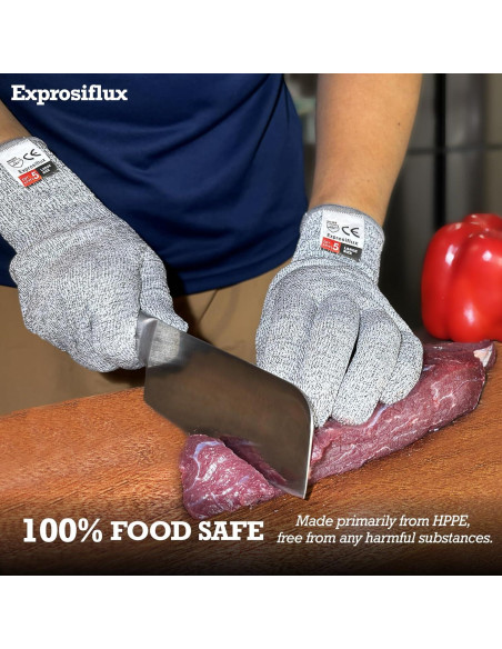 Guantes Resistentes a Cortes Exprosiflux - Grado Alimenticio, 2 Pares