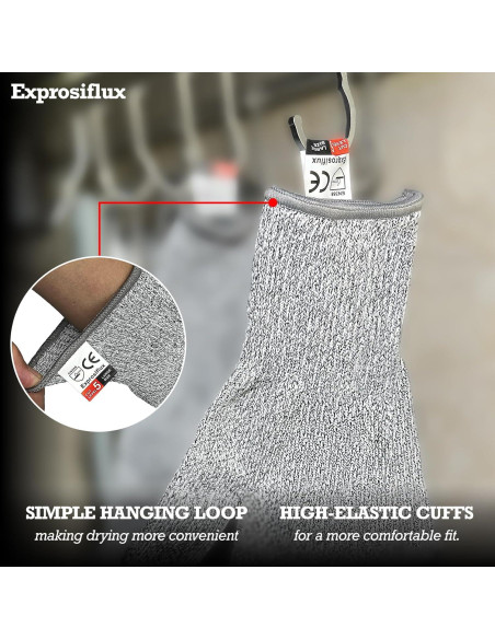 Guantes Resistentes a Cortes Exprosiflux - Grado Alimenticio, 2 Pares