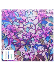 Película de Privacidad para Ventanas Genérica 61x91 cm Floral Morado