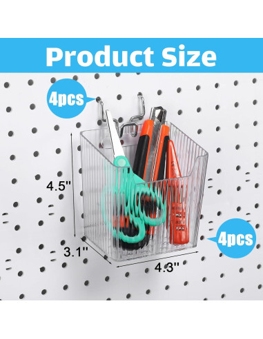 Set 4 Contenedores de Tablero de Clavos Suzile 11x8x11.5cm