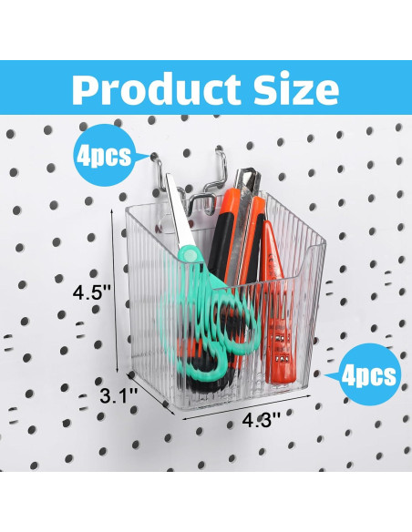 Set 4 Contenedores de Tablero de Clavos Suzile 11x8x11.5cm