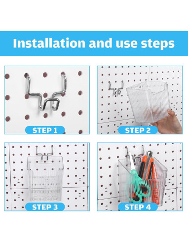 Set 4 Contenedores de Tablero de Clavos Suzile 11x8x11.5cm