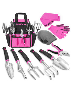 Juego de Herramientas de Jardín Rosa THINKWORK con Bolsa 2 en 1