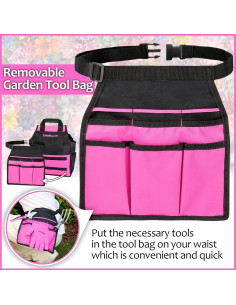 Juego de Herramientas de Jardín Rosa THINKWORK con Bolsa 2 en 1 2