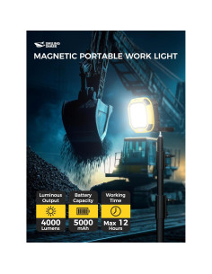 Luz de Trabajo Smiling Shark LED 4000 Lúmenes 18 Modos Recargable 2