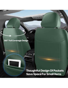 Cubiertas de Asiento de Coche AOOG Juego Completo Verde y Negro 2