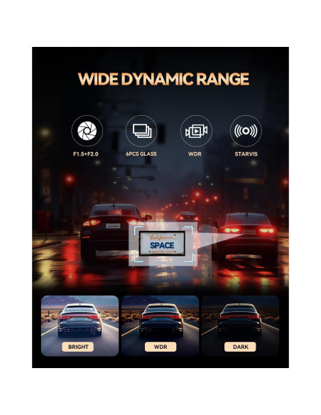 Cámara Dash SPADE 4K Delantera y 1080P Trasera con WiFi