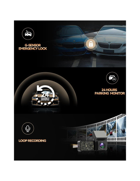 Cámara Dash SPADE 4K Delantera y 1080P Trasera con WiFi