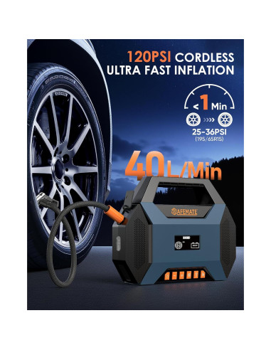 Arrancador de coche SAFEMATE PJS03-2500A con compresor 120PSI