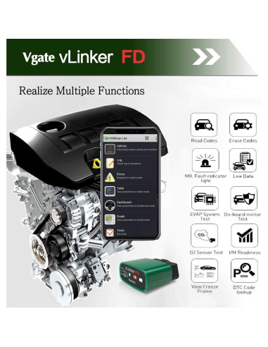 Lector de Códigos OBD2 Vgate vLinker FD Bluetooth para Android y Windows