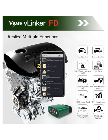 Lector de Códigos OBD2 Vgate vLinker FD Bluetooth para Android y Windows