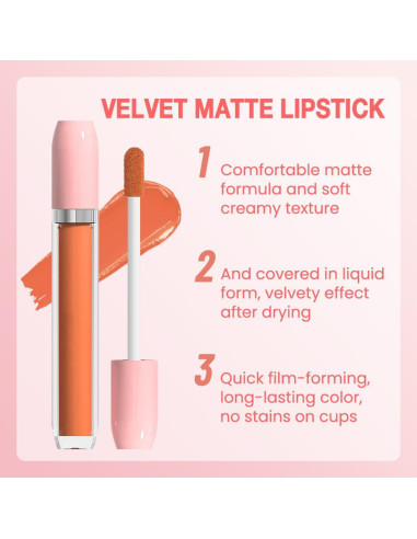 Pintalabios Líquido Mate BINGBRUSH 2 Piezas Larga Duración