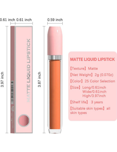 Pintalabios Líquido Mate BINGBRUSH 2 Piezas Larga Duración