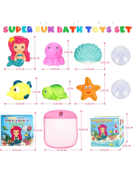 Juguetes de baño iluminados Jialin 8 PCS para niños 1-7 años