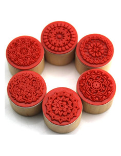 Sello de Goma Redondo Floral DECORA - 6 Piezas 3x2.5cm