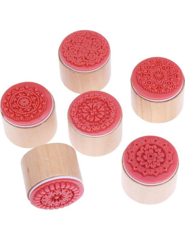Sello de Goma Redondo Floral DECORA - 6 Piezas 3x2.5cm