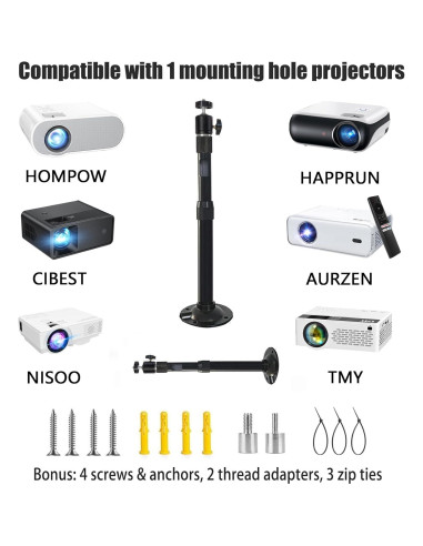 Soporte de Proyector 2-Be-Best Ajustable 360 Negro 41-65cm