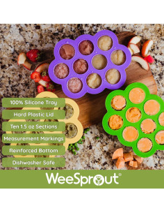 Bandeja de Silicona para Alimentos de Bebé WeeSprout 10 Secciones 2