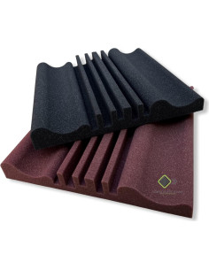 Panel de Pared Acústico YGM Wave - Pack de 6, 30x30 cm, Café y Negro 2